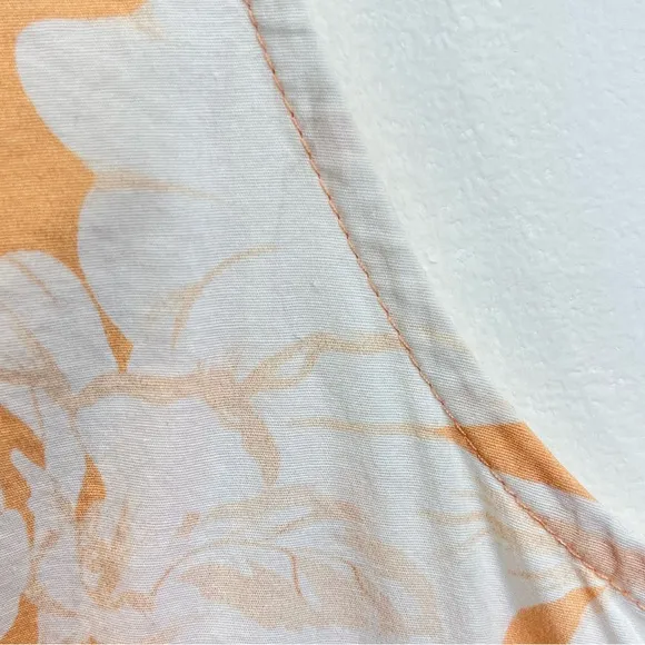 Marissa Webb Pale Peach/White Floral Cotton Sleeveless V neck Mini Dress Sz L