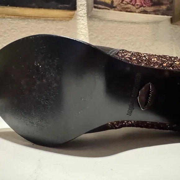 Markus Lupfer Ankle Black Leather and Bronze‎ Glitter Boots EU Size 37