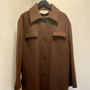 MARNI BROWN WOOL MAXI COAT
