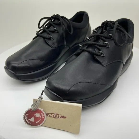 MBT Kampala Casual Oxford Rocker Comfort Walking Shoe Black Leather 8 EU38 New