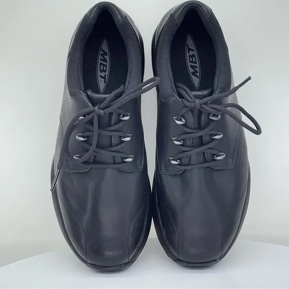MBT Kampala Casual Oxford Rocker Comfort Walking Shoe Black Leather 8 EU38 New