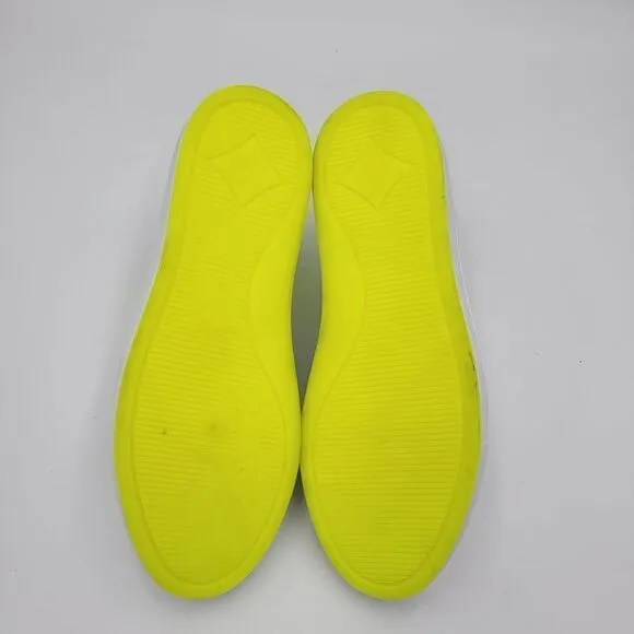 MCM Women's $520 White Neon Yellow Visetos Low Top Sneakers Shoes US 8.5 EU 39
