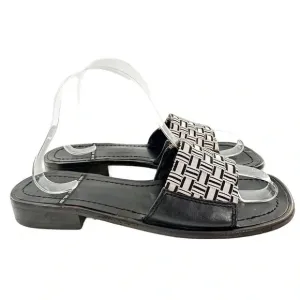 Me Too sandals size 8 fiesta black white leather woven slides vintage 90s Y2k