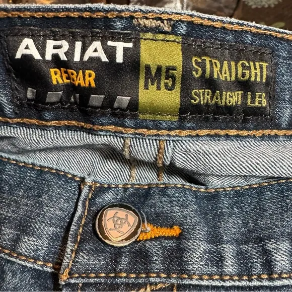 Men's Ariat Rebar M5 Straight Leg 42x36 Blue Jeans