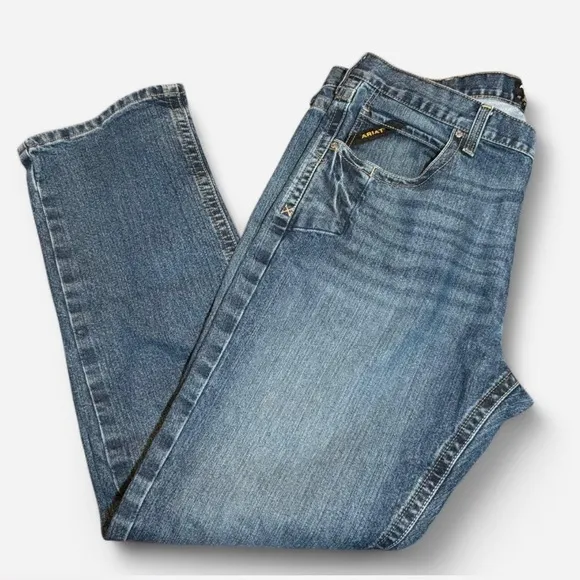 Men's Ariat Rebar M5 Straight Leg 42x36 Blue Jeans