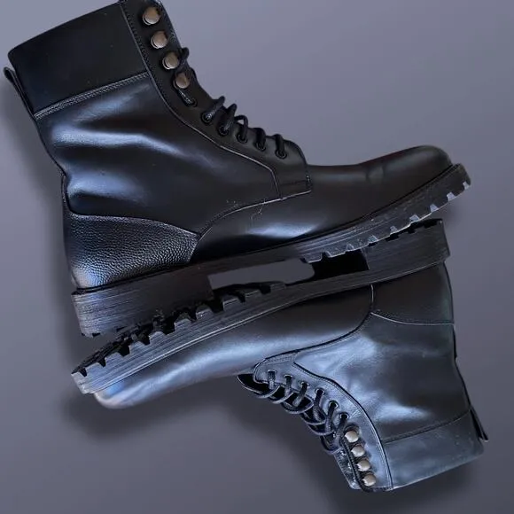 Men's Like New ANKARI FLORUSS Classic Black Fine Italian Leather Combat Boots