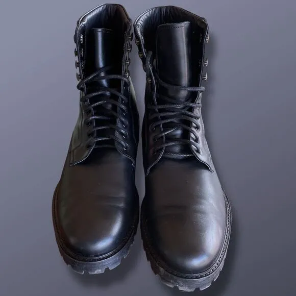 Men's Like New ANKARI FLORUSS Classic Black Fine Italian Leather Combat Boots