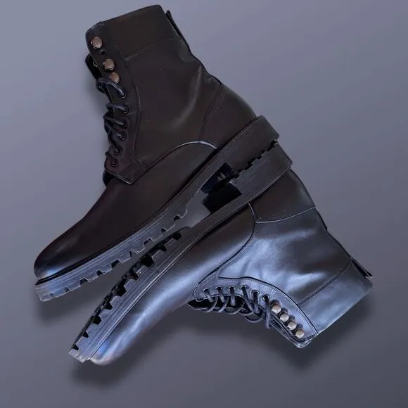 Men's Like New ANKARI FLORUSS Classic Black Fine Italian Leather Combat Boots