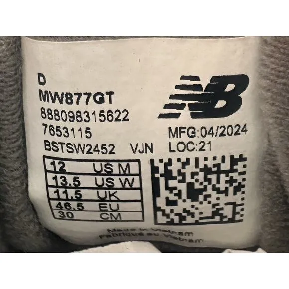 Men's New Balance 877 Gray Walking Shoes Sz 12D Athletic Gym EUC!