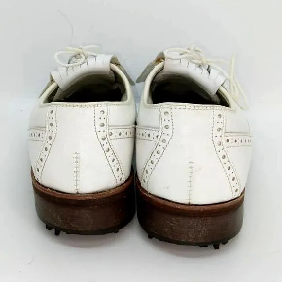 Men's Pre-owned &quot;Foot Joy Classic Leather WingTip&quot; Golf Shoes-sz. 7 narrow width