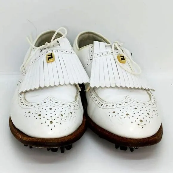 Men's Pre-owned &quot;Foot Joy Classic Leather WingTip&quot; Golf Shoes-sz. 7 narrow width