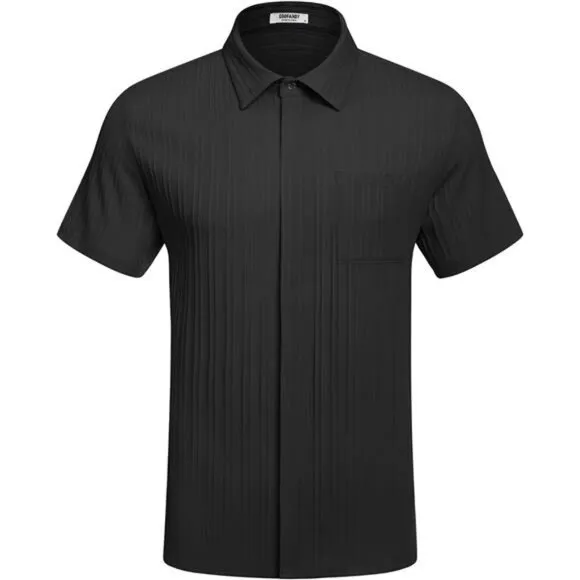 Mens Shirts Short Sleeve Button Down Black
