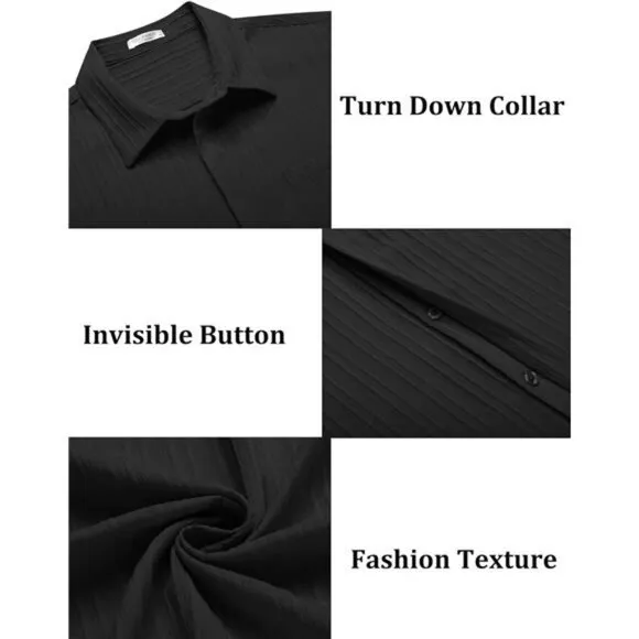 Mens Shirts Short Sleeve Button Down Black