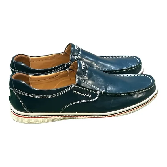 Men’s Urban Loafer Blue Leather Shoes. Tan leather &amp; suede lining. Size 11