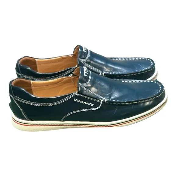 Men’s Urban Loafer Blue Leather Shoes. Tan leather &amp; suede lining. Size 11