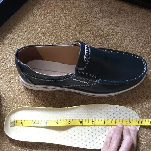 Men’s Urban Loafer Blue Leather Shoes. Tan leather &amp; suede lining. Size 11