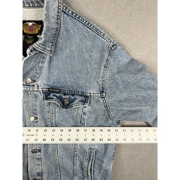 Men's Vintage Harley-Davidson Blue Denim Jacket Size Med Harley‎ Patch On Back