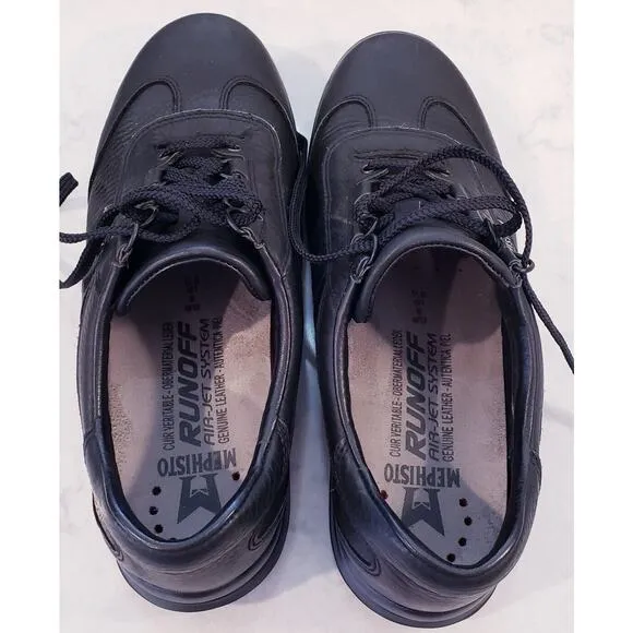 Mephisto Runoff Air-Jet Black Genuine Leather Walking Shoes (?) Men's Size 8.5