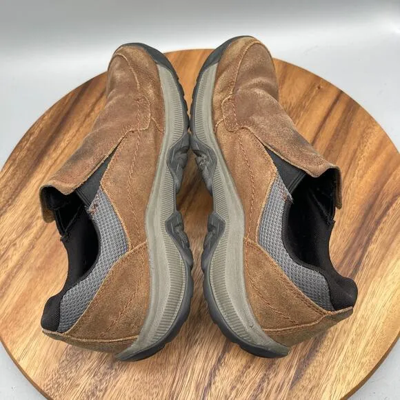 Merrell Anvik Moc Mens Size 9 Brown Leather Hiking Comfort Slip On Walking Shoes