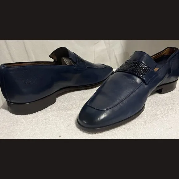 Mezlan Men's Blue Leather Oxfords Size 11M – Luxury Designer Dress Shoes