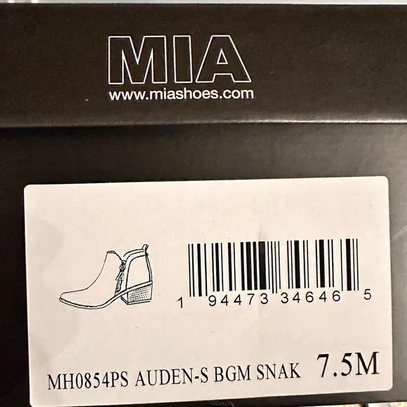 MIA booty Auden Snakeskin (brown &amp; tan) print ankle style size 7 1/2