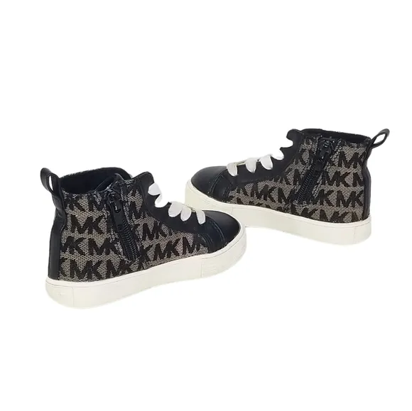 Michael Kors Ashton High Top Monogram Sneakers in Black Tan Baby Girls Size 7