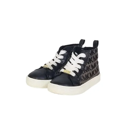Michael Kors Ashton High Top Monogram Sneakers in Black Tan Baby Girls Size 7
