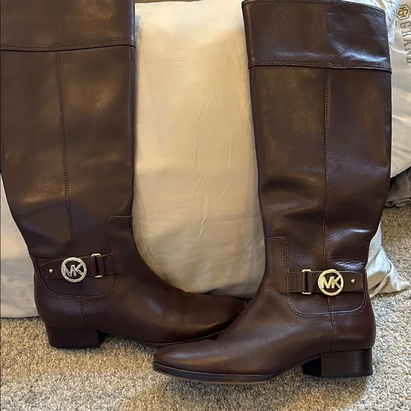 Michael Kors Brown Leather Knee-High Boots