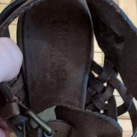 Michael Kors Brown Studded Woven Leather Huarache Sandals Size 6M