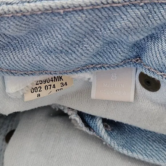 Michael Kors Flounce Denim Mini Skirt Size 8 Frayes Hem