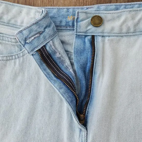 Michael Kors Flounce Denim Mini Skirt Size 8 Frayes Hem