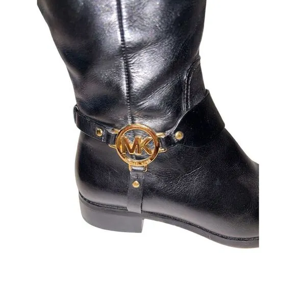 Michael Kors Fulton Harness black mocha riding boots size 7.5