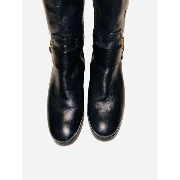 Michael Kors Fulton Harness black mocha riding boots size 7.5