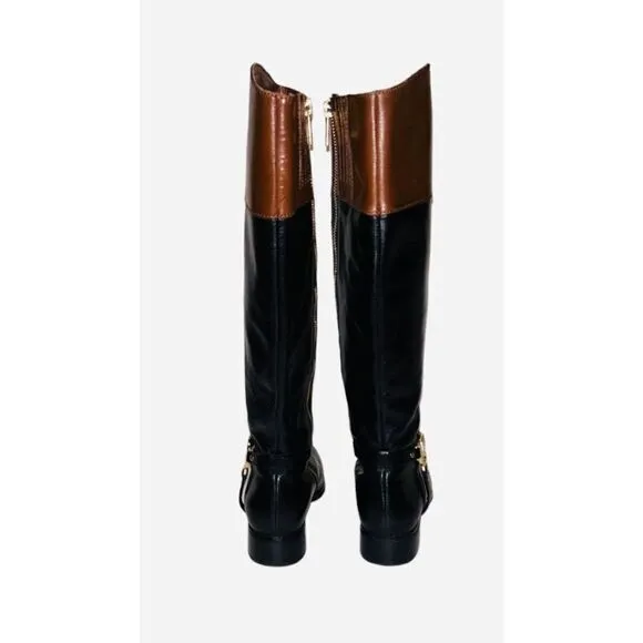 Michael Kors Fulton Harness black mocha riding boots size 7.5
