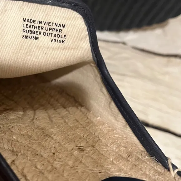 Michael Kors Hastings Espadrille Leather Navy Blue Logo Mules Shoes Slip On
