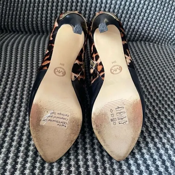 Michael Kors Haya Bootie leopard print calf hair stiletto women’s shoe size 9