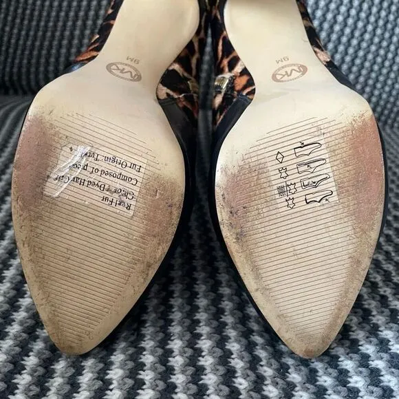 Michael Kors Haya Bootie leopard print calf hair stiletto women’s shoe size 9