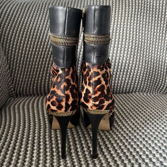 Michael Kors Haya Bootie leopard print calf hair stiletto women’s shoe size 9