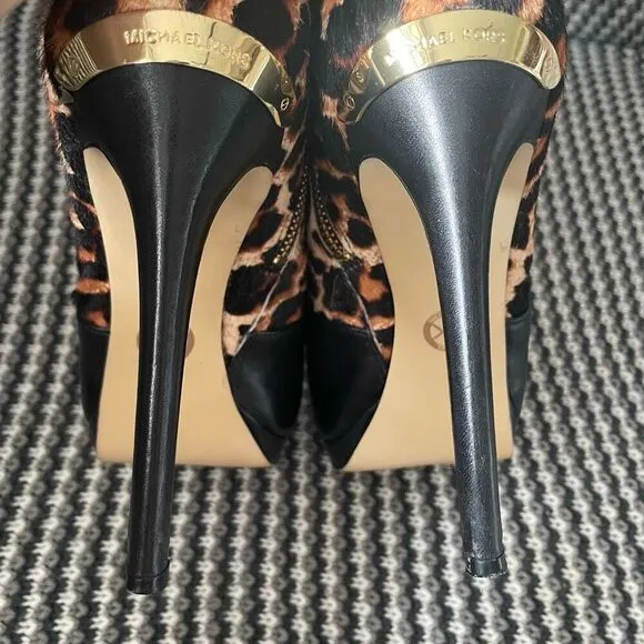 Michael Kors Haya Bootie leopard print calf hair stiletto women’s shoe size 9