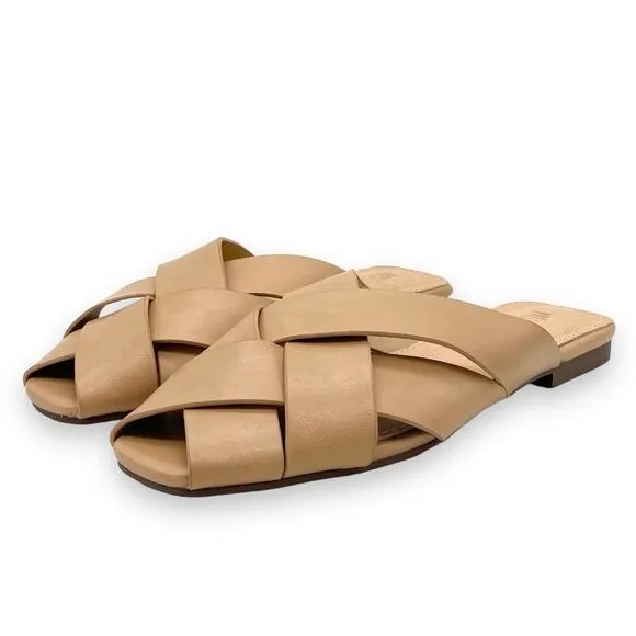 Mi.iM Reece Woven Leather Nude Beige Tan Open Toe Slide Mule Women’s Size 6 NEW
