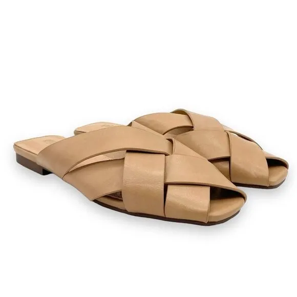 Mi.iM Reece Woven Leather Nude Beige Tan Open Toe Slide Mule Women’s Size 6 NEW