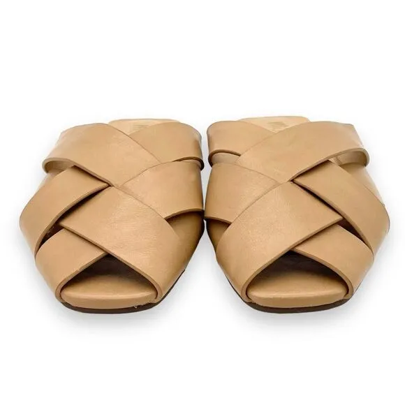 Mi.iM Reece Woven Leather Nude Beige Tan Open Toe Slide Mule Women’s Size 6 NEW