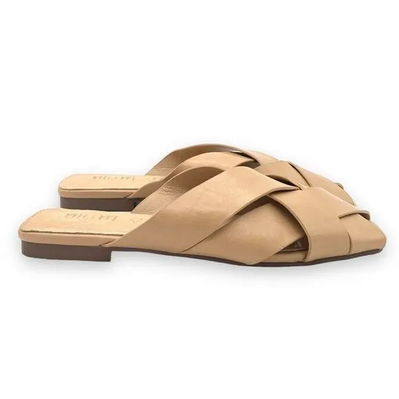 Mi.iM Reece Woven Leather Nude Beige Tan Open Toe Slide Mule Women’s Size 6 NEW