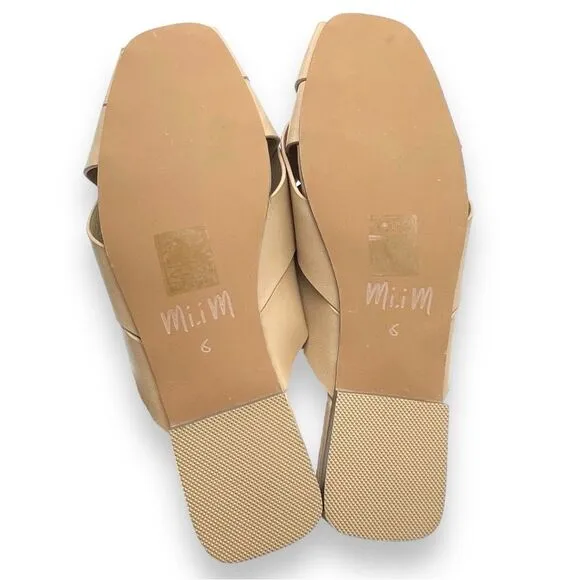 Mi.iM Reece Woven Leather Nude Beige Tan Open Toe Slide Mule Women’s Size 6 NEW