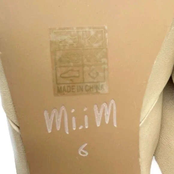 Mi.iM Reece Woven Leather Nude Beige Tan Open Toe Slide Mule Women’s Size 6 NEW