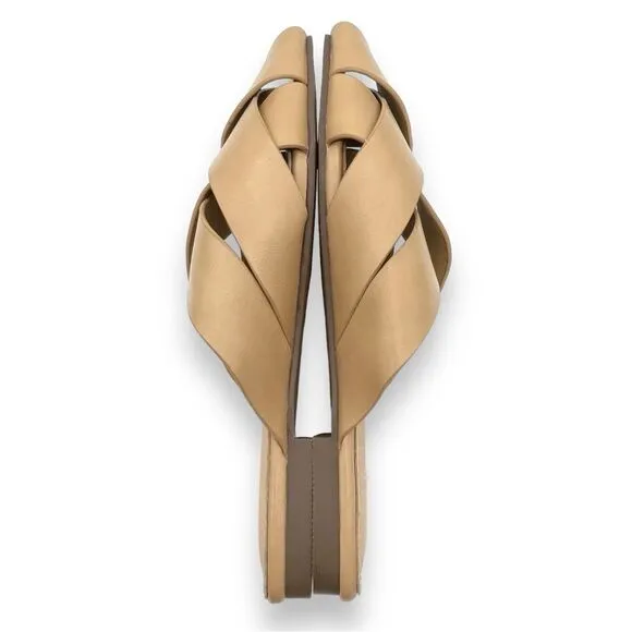 Mi.iM Reece Woven Leather Nude Beige Tan Open Toe Slide Mule Women’s Size 6 NEW