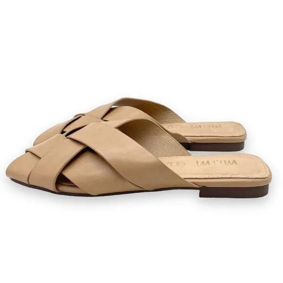 Mi.iM Reece Woven Leather Nude Beige Tan Open Toe Slide Mule Women’s Size 6 NEW