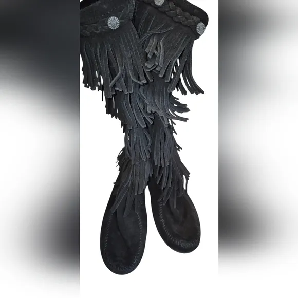 Minnetonka Suede 5 layer fringe knee high boots