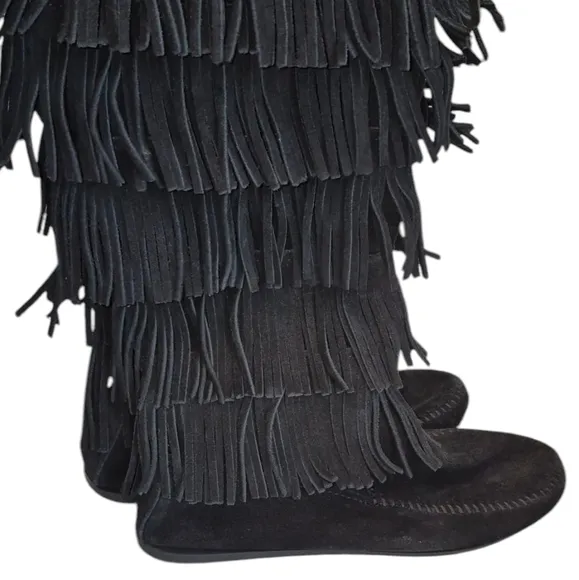 Minnetonka Suede 5 layer fringe knee high boots