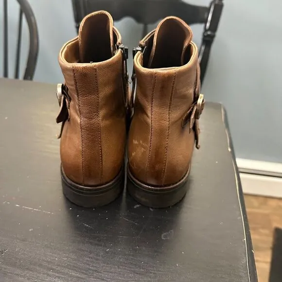 Miz Moos New York City Tan Leather  Side Zip Ankle Boots Booties Size 42